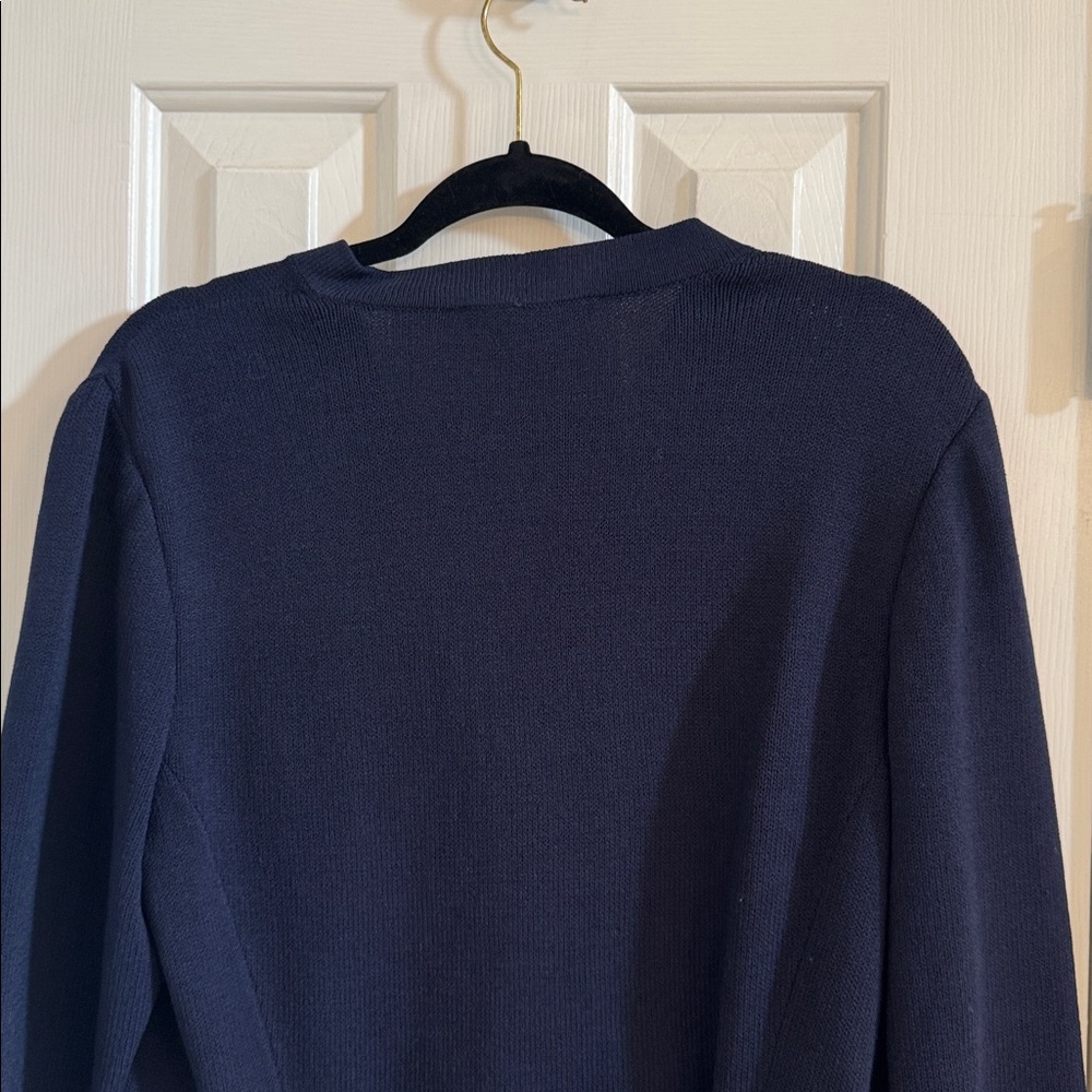 St. John Navy Jacket w/ Navy & Gold Crested Buttons & Back Belt - Picture 7 of 9